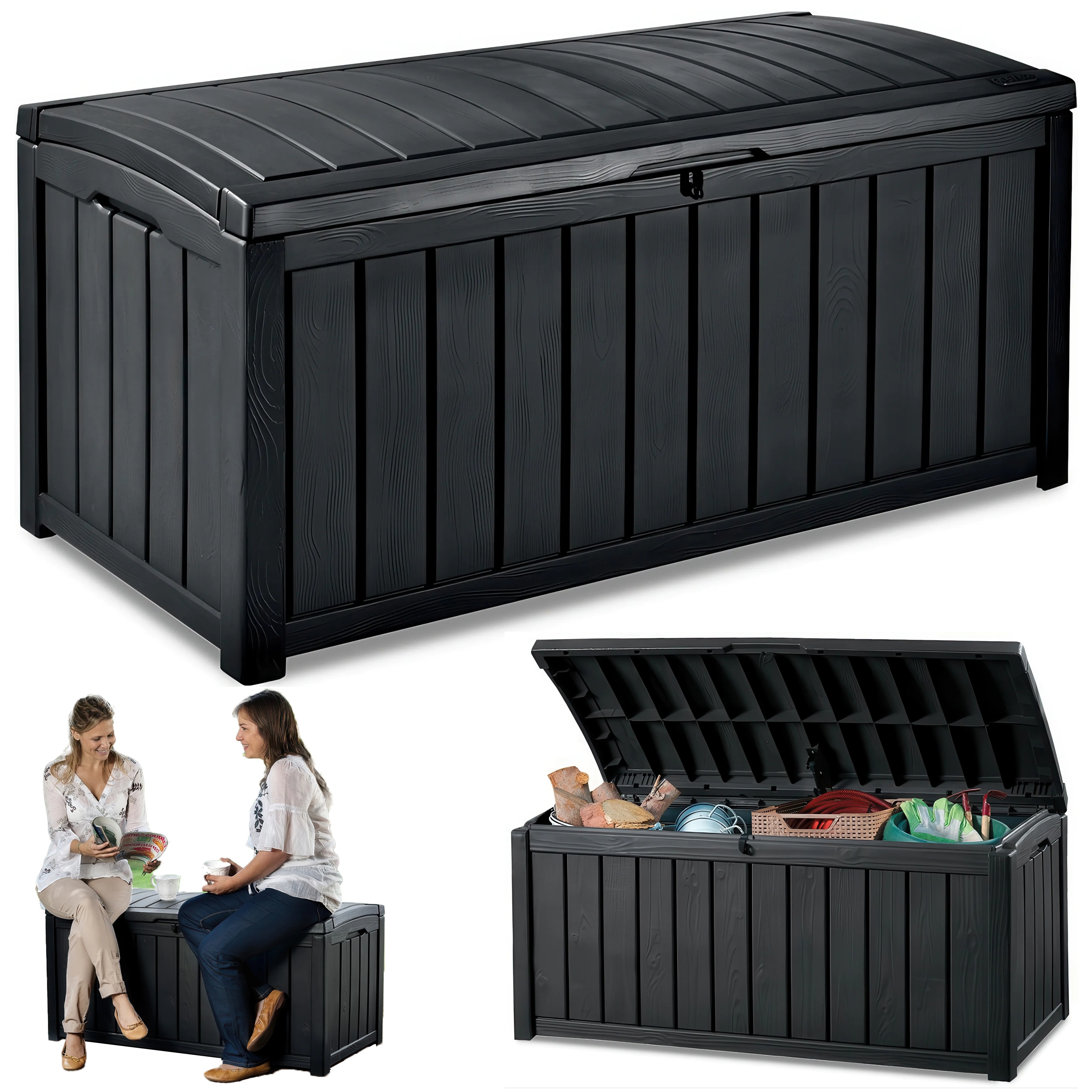 Balkónová záhradná skrinka 390L Keter Glenwood Kufrík Schránka Grafitová