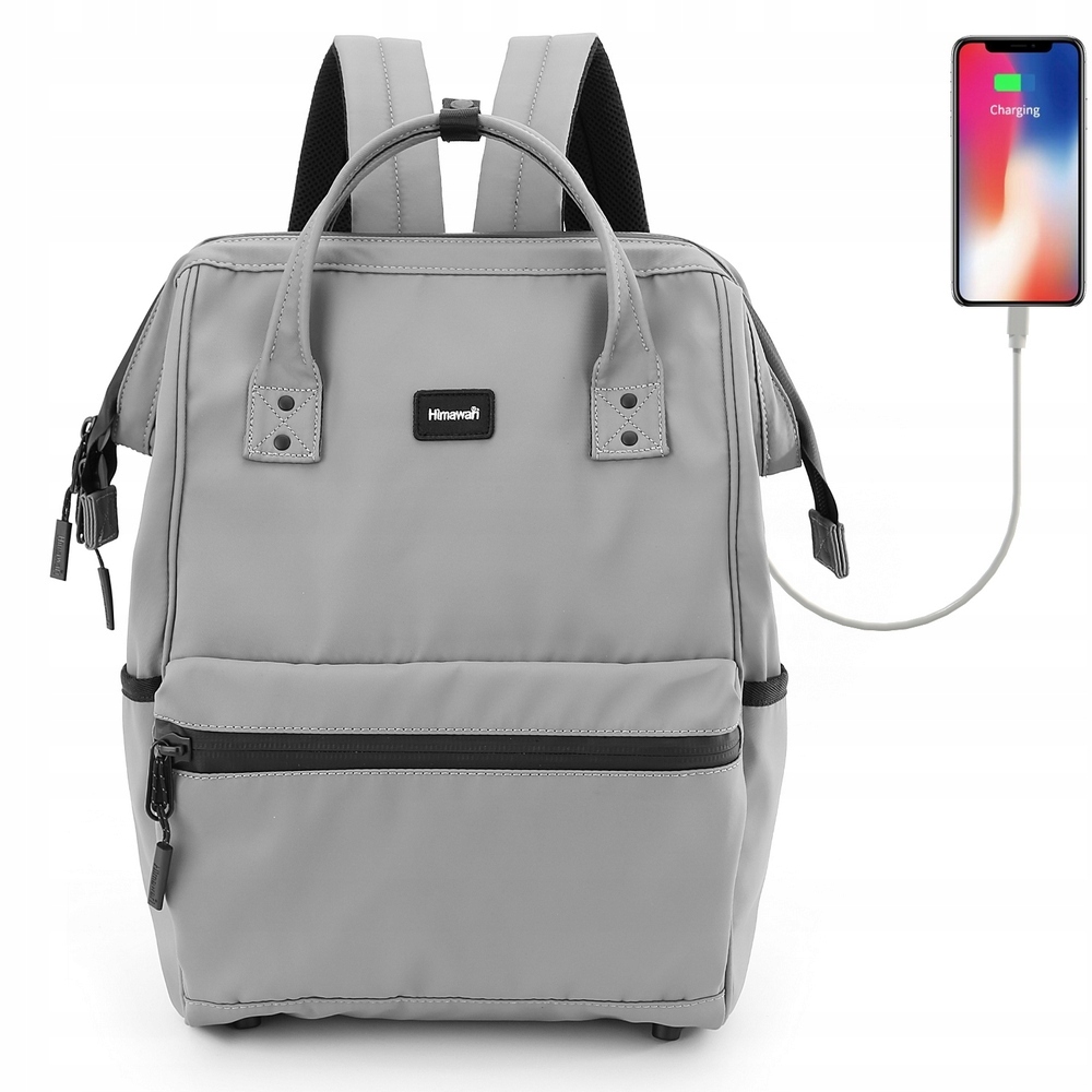 Plecak Himawari 1884 na laptopa 15,6 16,4 Usb miejski wodoodporny j/szary