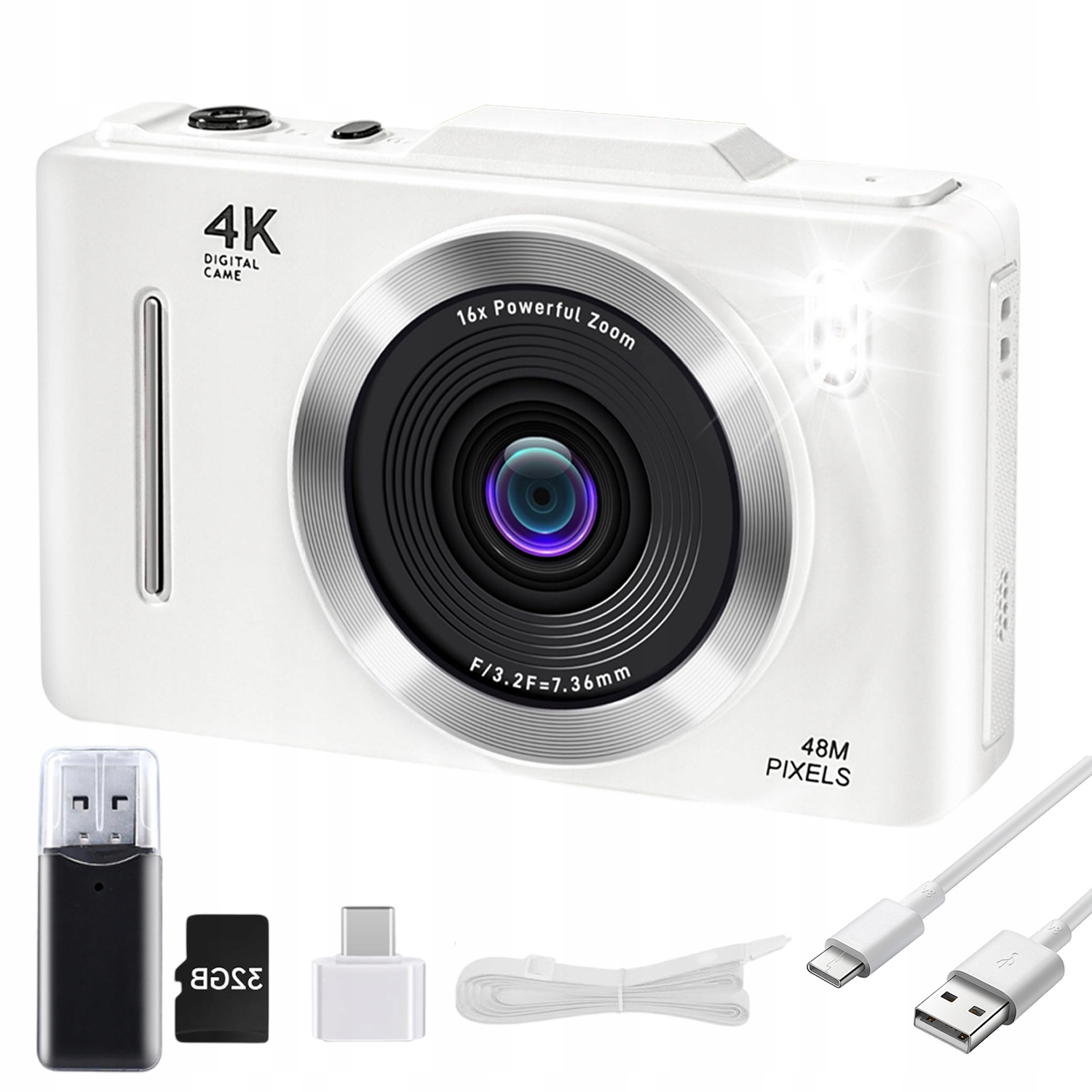Kompaktní Fotoaparát 48 Mp 1080P S Videem, 16X Zoomem A 32GB Kartou Součástí Balení
