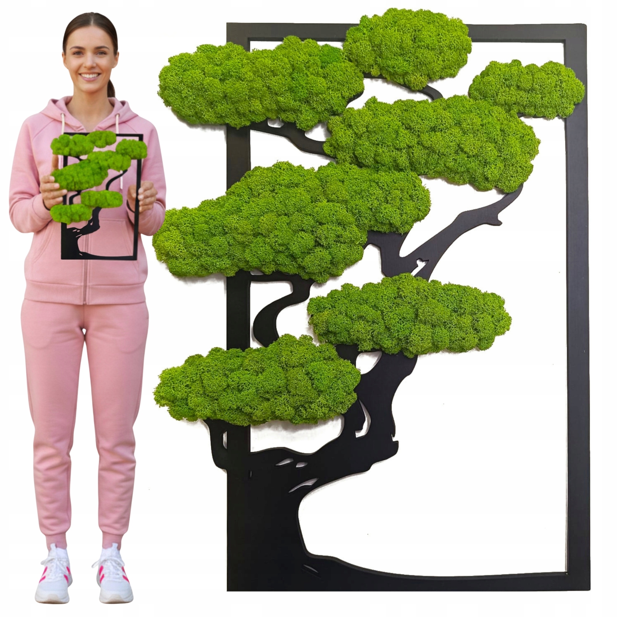 Obraz Z Mechu mech chrobotek Živý Stromek Bonsai na zeď Ozdoba Dekorace