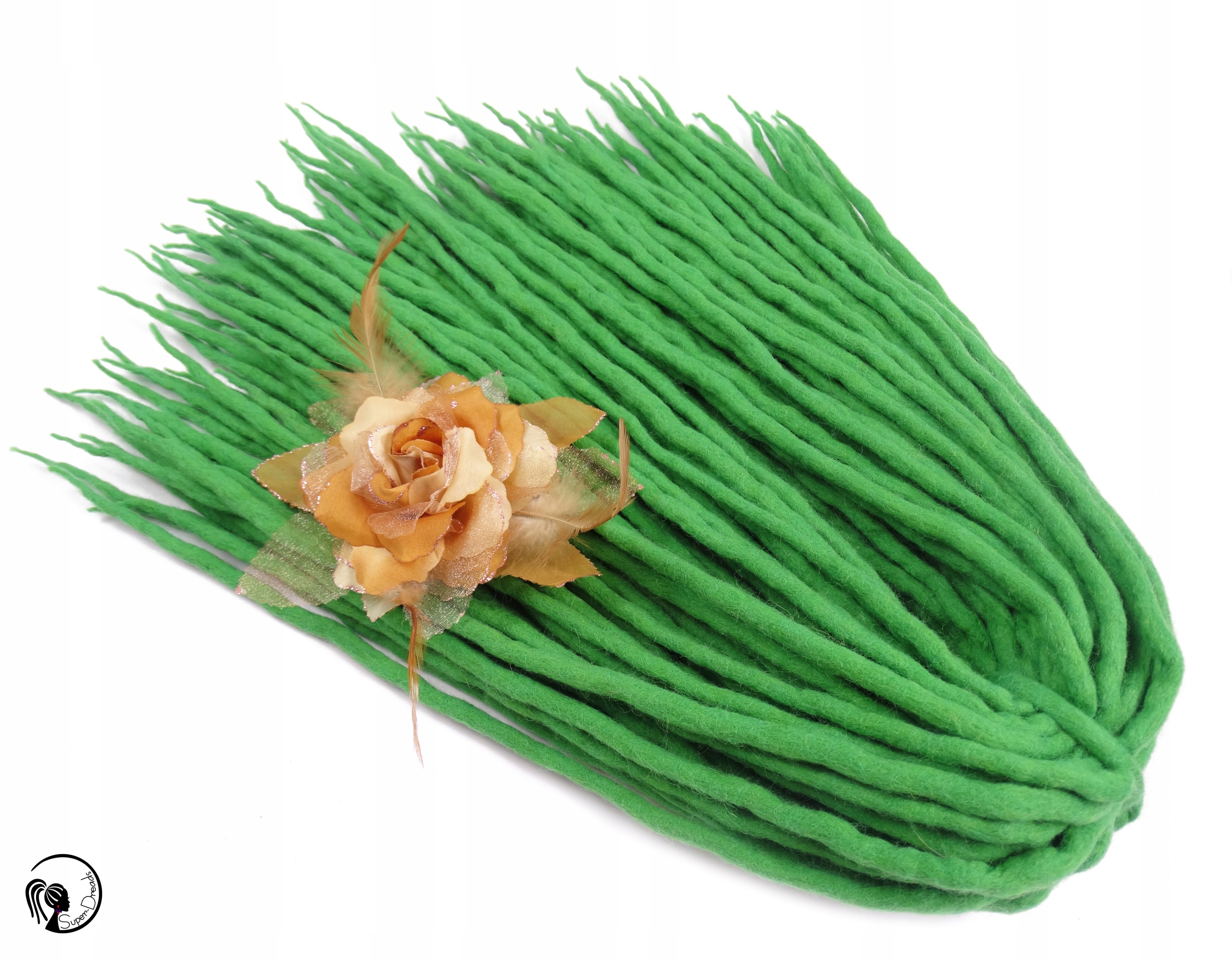 Dredloky Dredy vlněné, zelené, Tráva Bambusová, 40 kusů