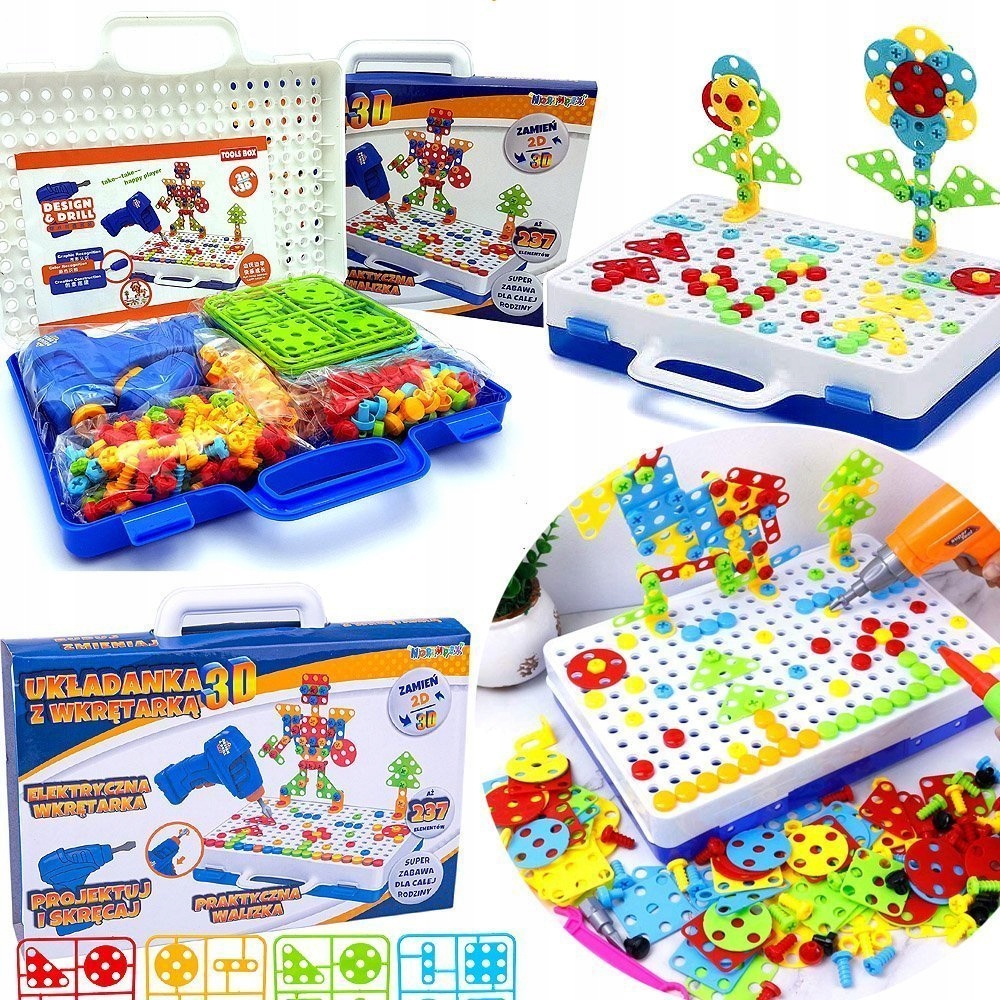 

Układanka Edukacyjna Puzzle Klocki Wkrętarka 237el