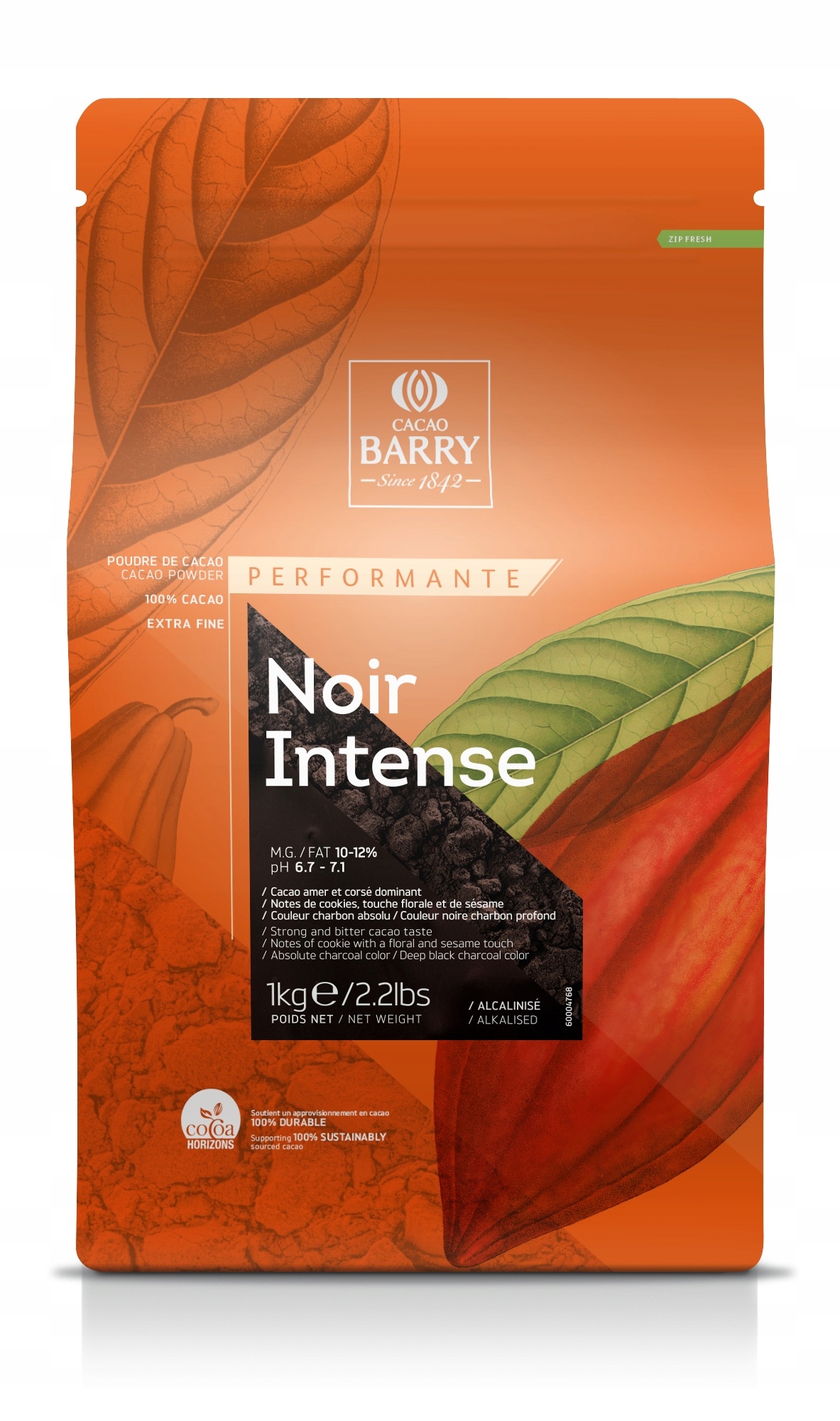 Levně Cacao Barry Noir Intense kakao tmavé alkalizované 10-12% prášek 1 kg