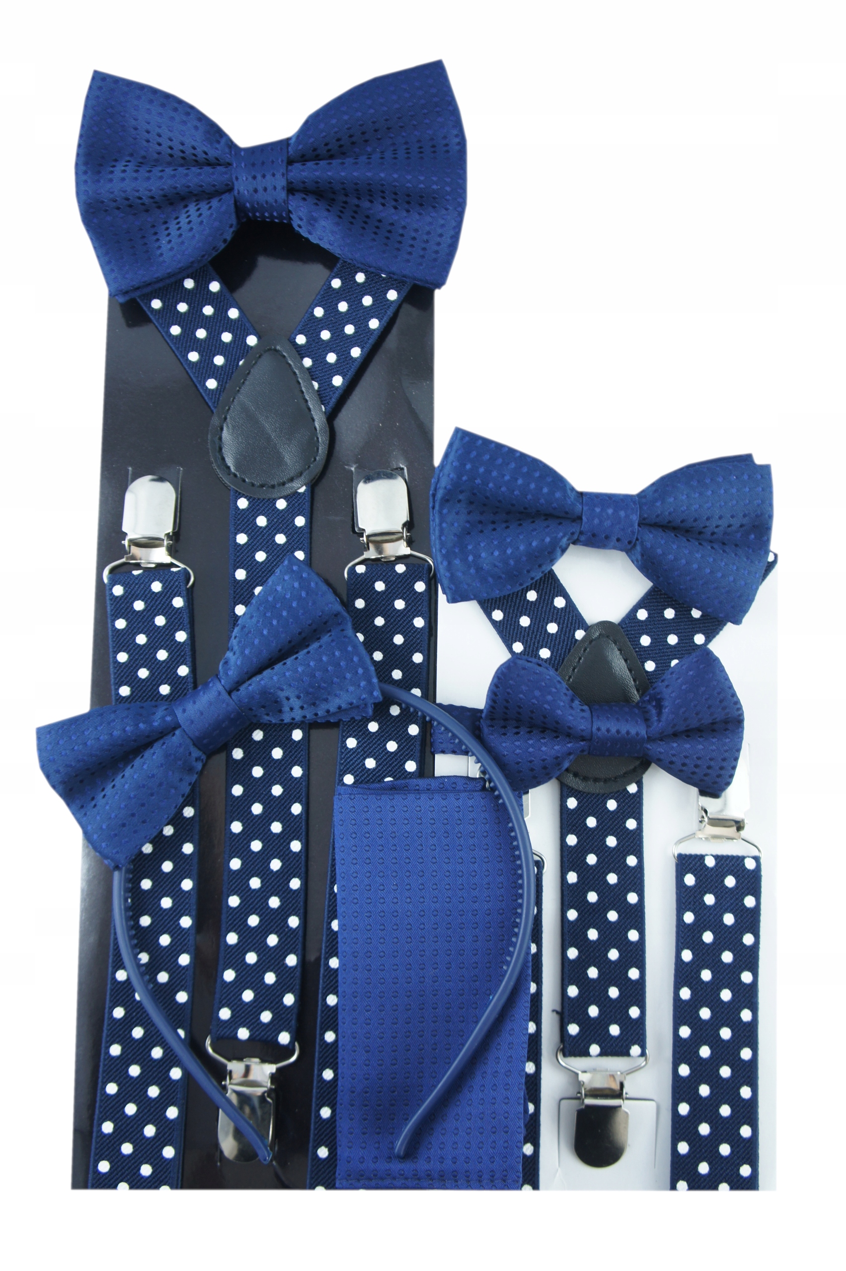 Granatowa Poszetka gotowa do marynarki kieszonki GROSZKI Kolor niebieski