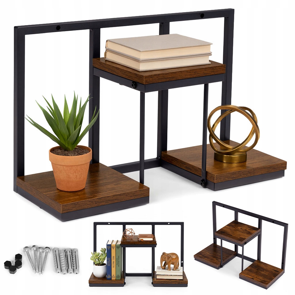 Držiak Na Kvetináč nástenná závesná polica na kvety ozdoby 3 úrovne loft ModernHome