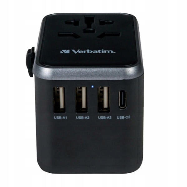 Verbatim, cestovní adaptér World-to-World Verbatim UTA-04 Usb-a, Usb-c,