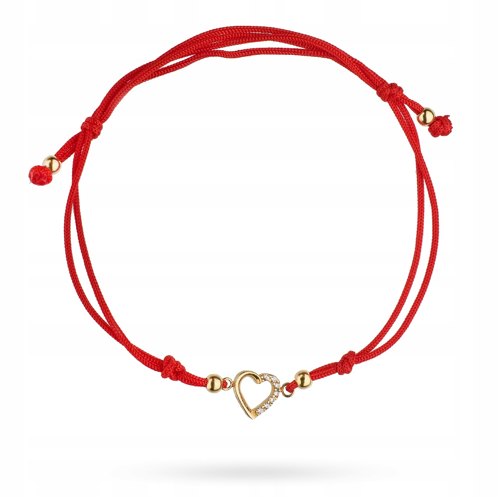 

Złota Bransoletka Animo Czerwony Sznurek Serce 333