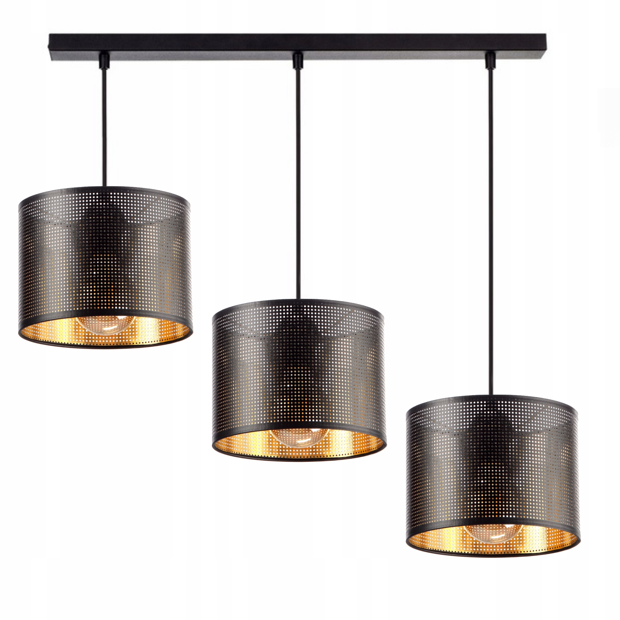 Stropní Led Závěsná Lampa Se Zlatým Ažurovým Stínidlem S Otvory E27