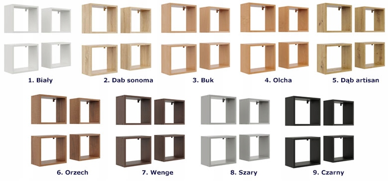 PÓŁKI ŚCIENNE ZESTAW 4 SZT DO BIURA KUCHNI SALONU Marka Elior