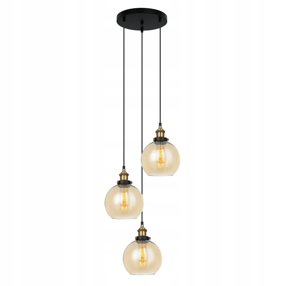 Závesná lampa luster čierny mosadzný sklenené idustriálne gule Italux