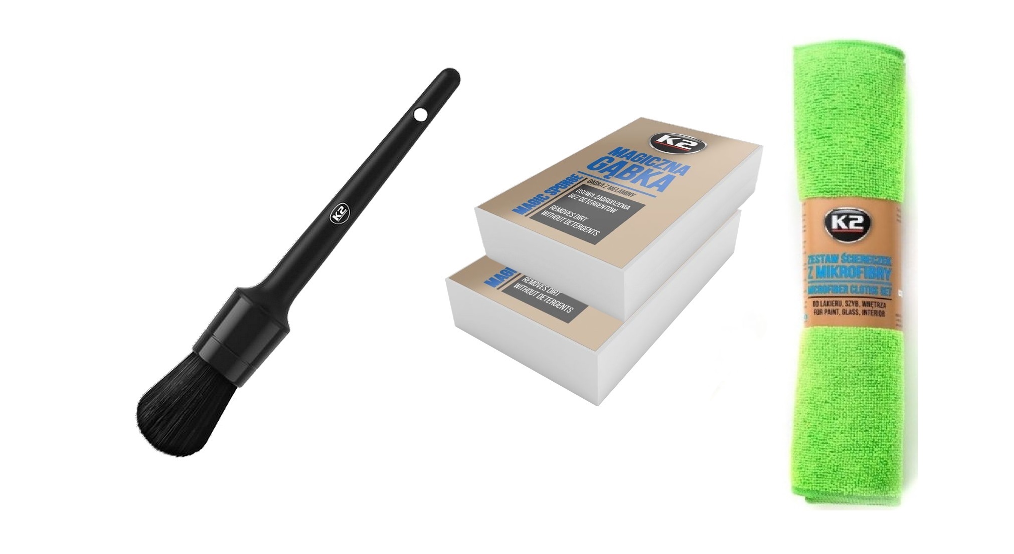 K2 ZESTAW DETAILINGOWY MAGICZNA GĄBKA x 2 PĘDZELEK