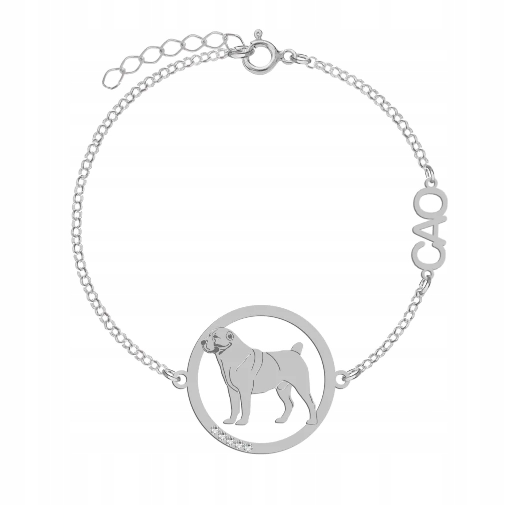 Stříbrný náramek se psem Středoasijský ovčák 925 Šperky Gravírování