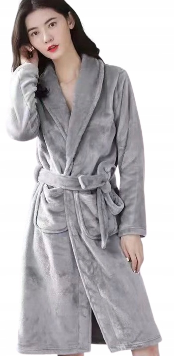 Celoroční Plyšový Šedý Dámský Župan