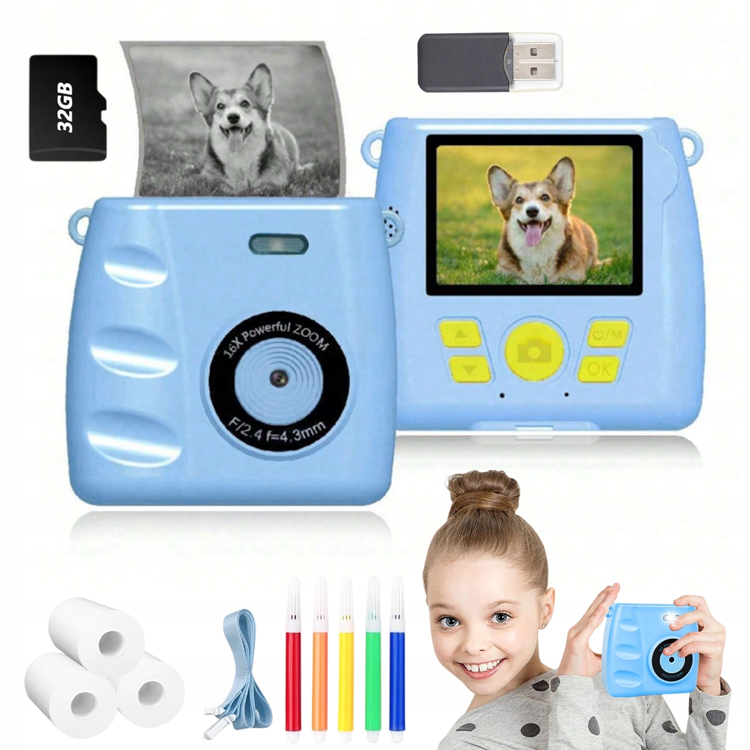 Mini Termální Tiskárna Instantního Fotoaparátu 32 Gb 3 Role