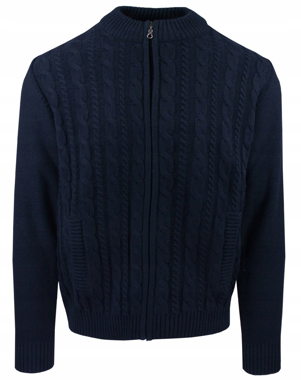 Rozpínací svetr na zip – Lasota – Námořnická Modrá, kapsy – XXL