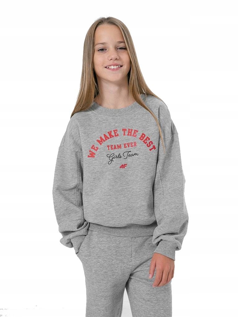 BLUZA DZIEWCZĘCA 4F SPORTOWA BAWEŁNIANA CIEPŁA BEZ KAPTURA DZIECIĘCA r. 164 Marka 4F