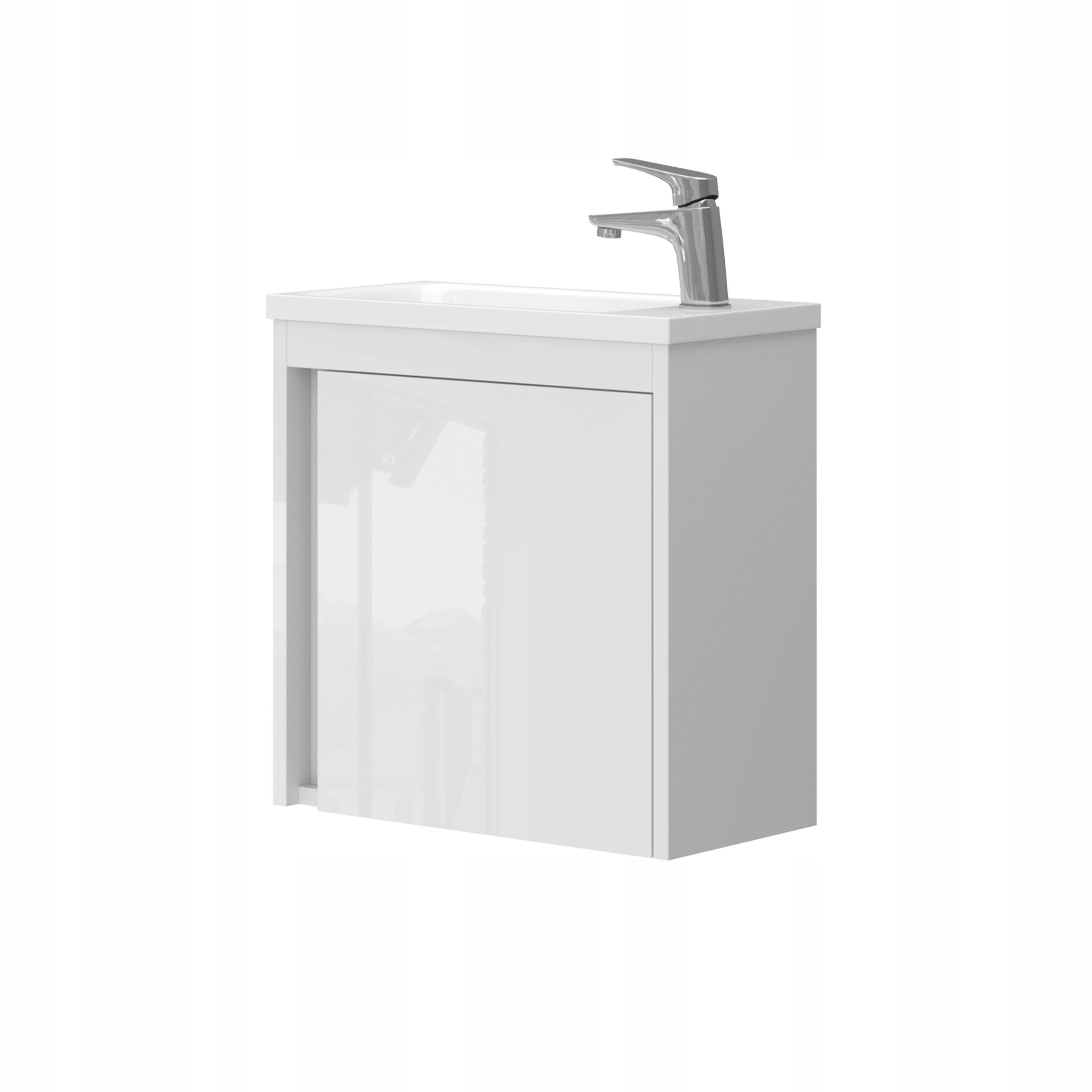 OMEBLE Szafka łazienkowa wisząca, szafka z umywalką, szafka 50 Biały połysk