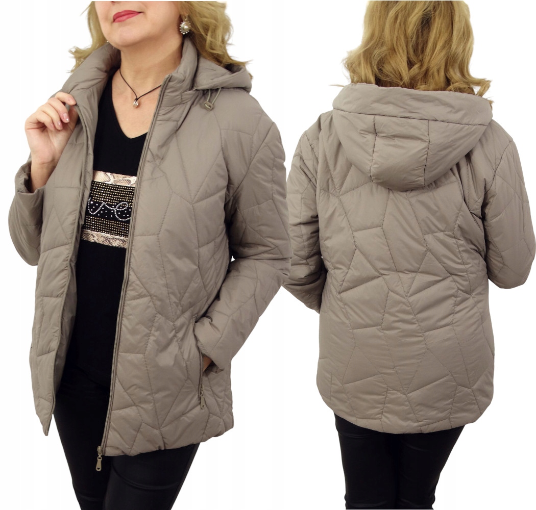 Kurtka Damska Pikowana Przejściowa z Odpinanym Kapturem Zoya 52 6XL