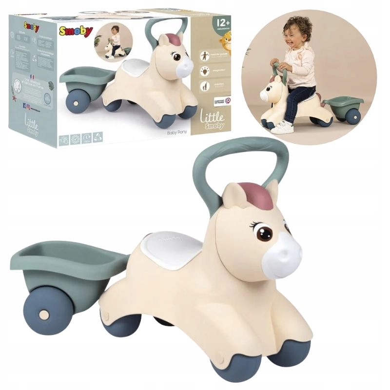 Smoby Jeździk Kucyk Z Przyczepką Dla Dzieci Dziecka Pchacz Pojazd 12m+