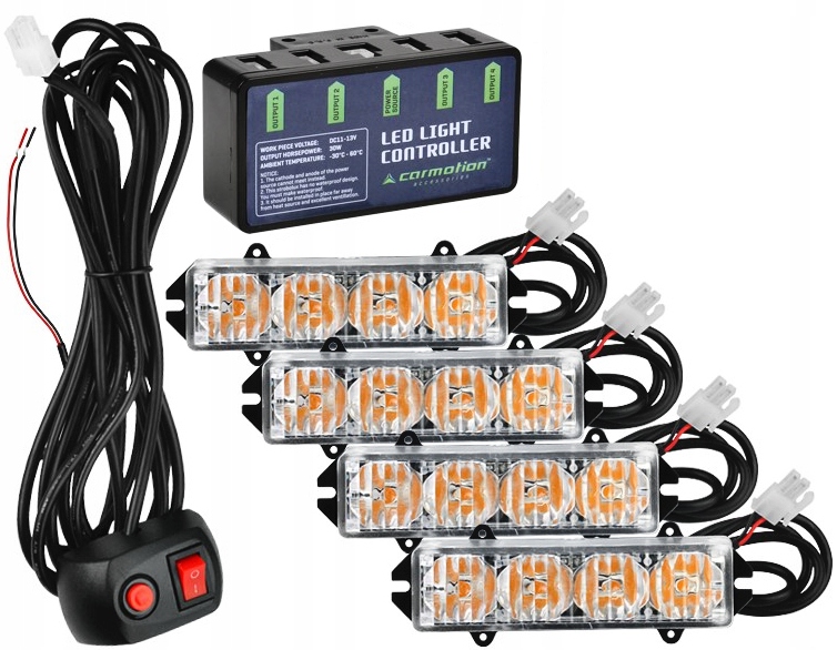4x LAMPY OSTRZEGAWCZE STROBOSKOP POMOC LAWETA LED
