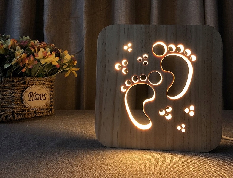 Lampka nocna LED drewno Łapa psa HIT Rodzaj gwintu zintegrowane źródło LED