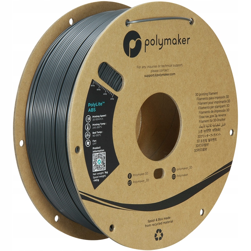 Filament Polymaker PolyLite Abs Dark Grey 1.75mm 1kg