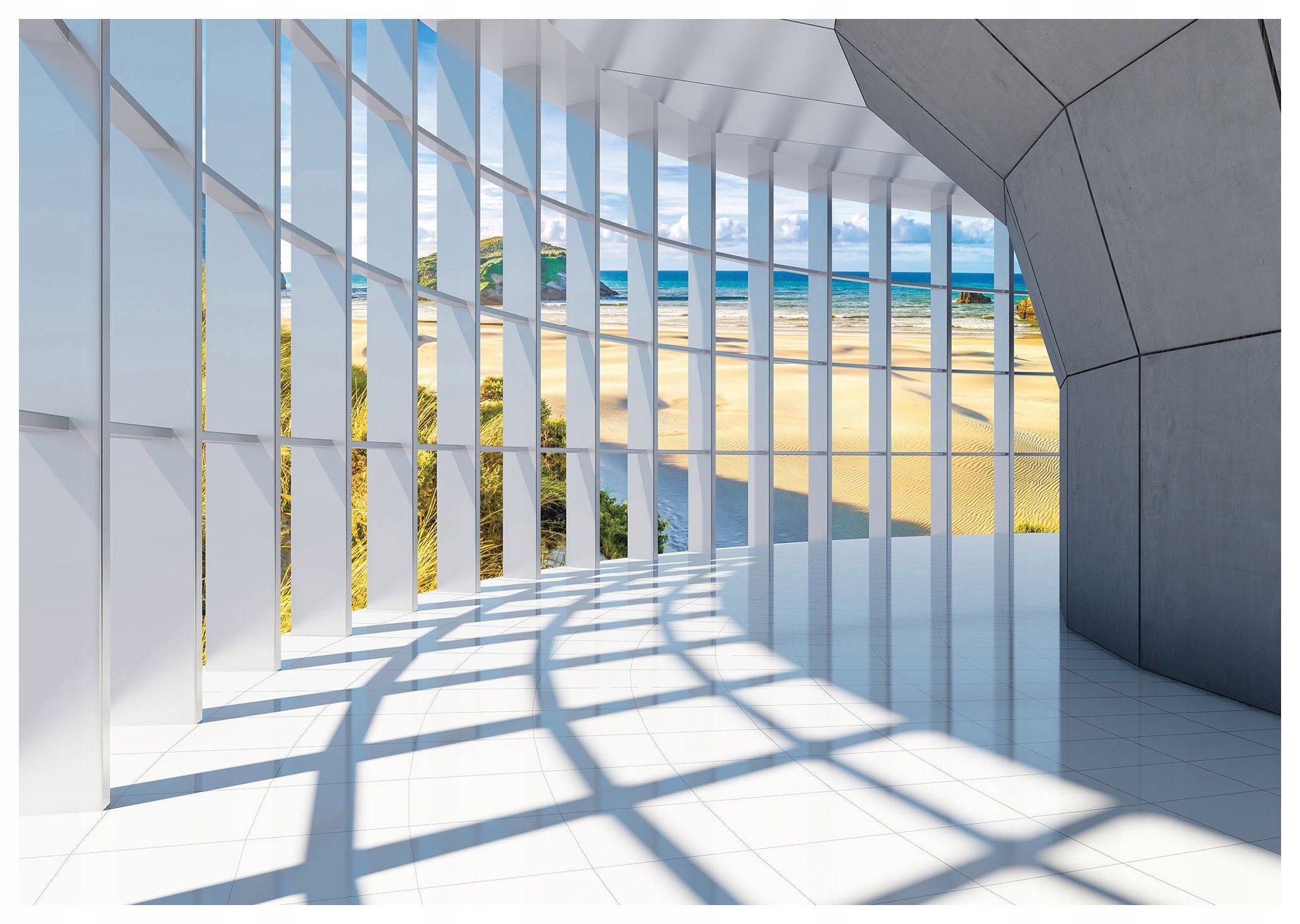 Fototapeta Plážový minimalismus bílý beton moře vinyl 416x254 mraky lepidlo