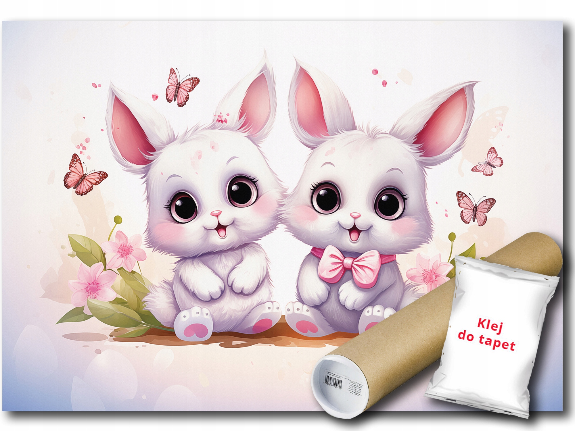 Vinylová Fototapeta Králíci Králíčci Zvířátka Motýlci Květiny 152x104