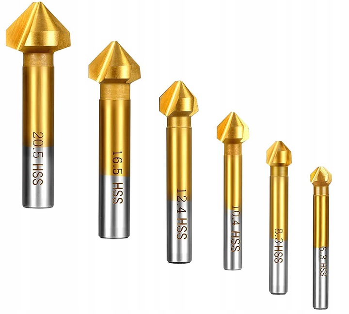 

Zestaw Frez Stożkowy Pogłębiacz Fazownik 90ST 6EL