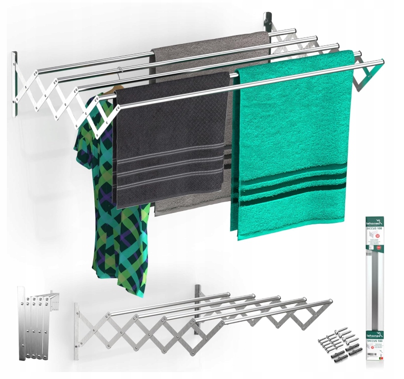 Výsuvná Sušák z hliníku na praní, nosnost až 25 kg, nástěnná