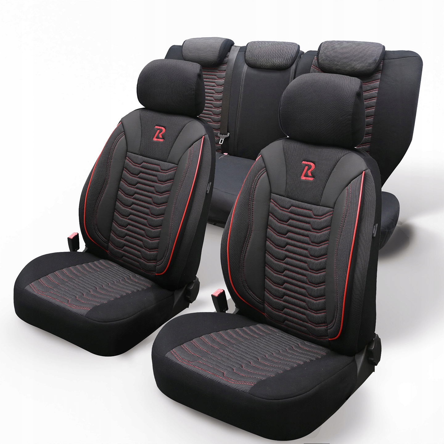 Pokrowce na Fotele Samochodowe Paris czarno czerwone, Uniwersalne, komplet
