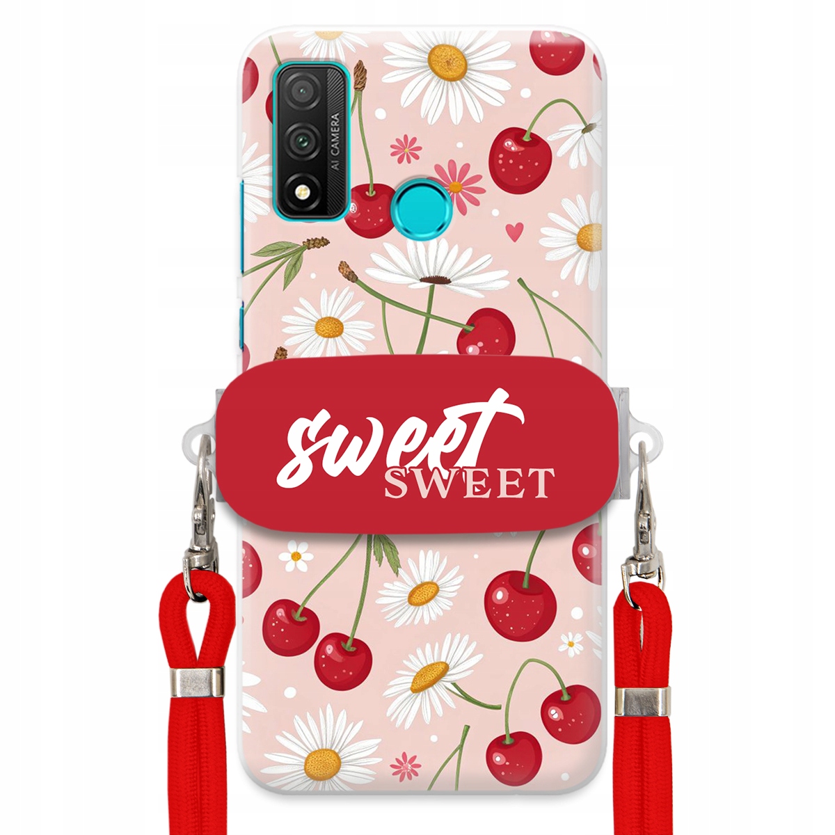 Puzdro pre Huawei P Smart 2020 Červené vodítko držiak Sweet Sweet Kvet čerešne