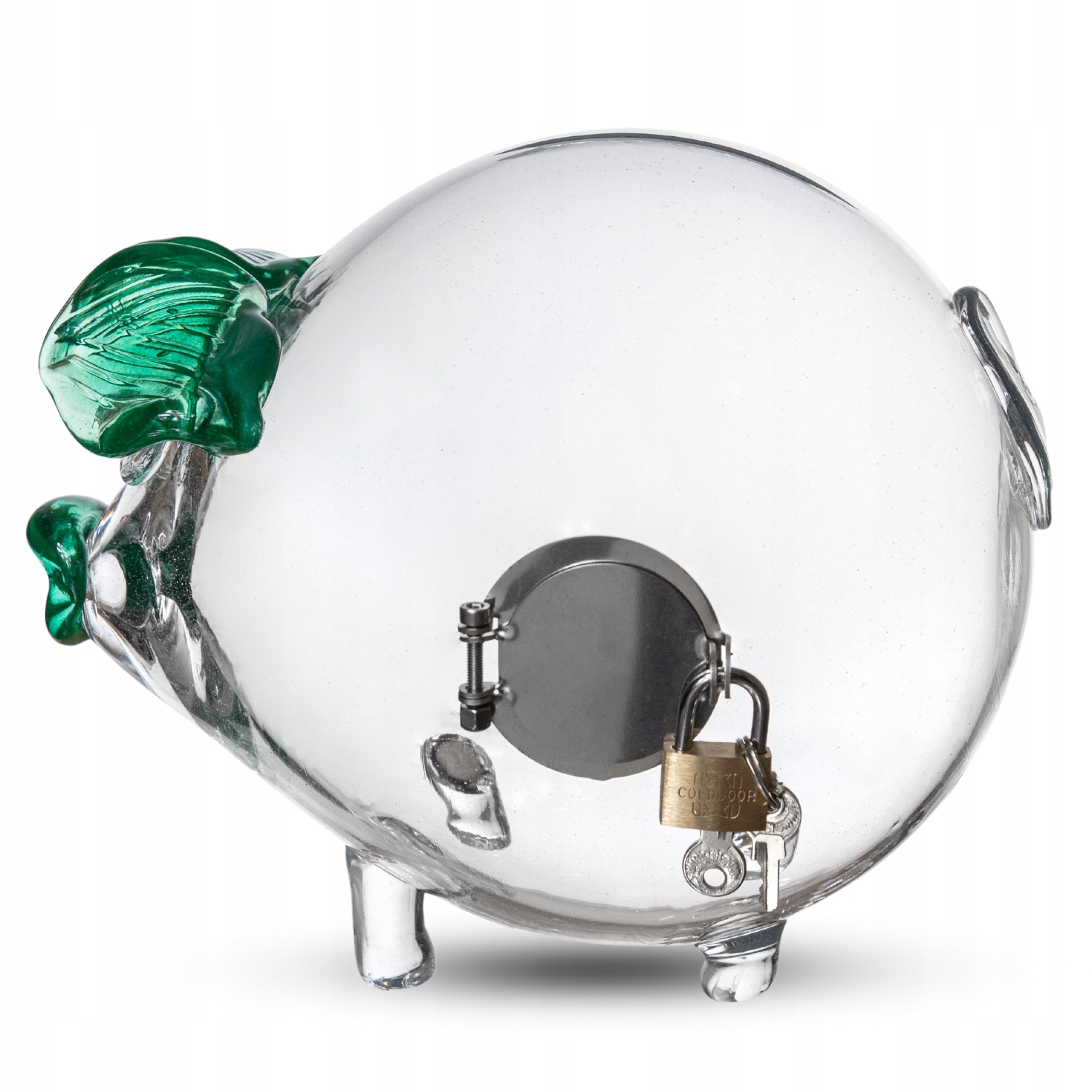 Pokladnička prasátko zelené uši s visacím zámkem uši dárek trezor velké bankovky