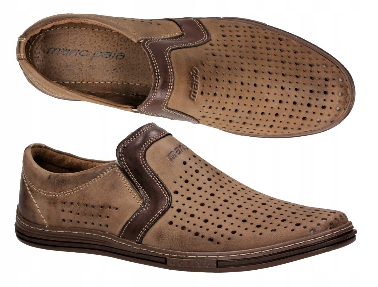 

Buty Męskie Mokasyny Mario Pala Beż / Braz