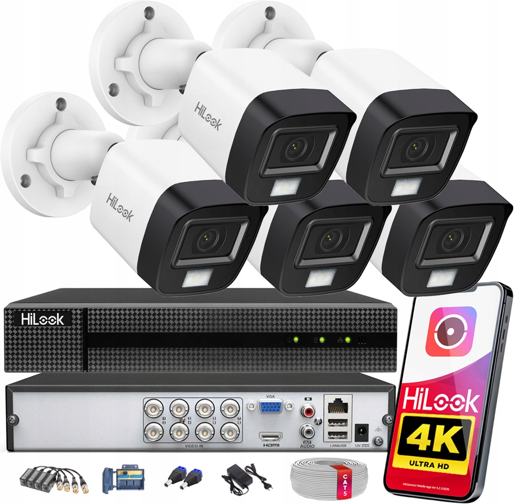 Sada pro monitorování 8MPx 5 kamer HiLook od společnosti Hikvision Tvi Ahd pro rozšíření
