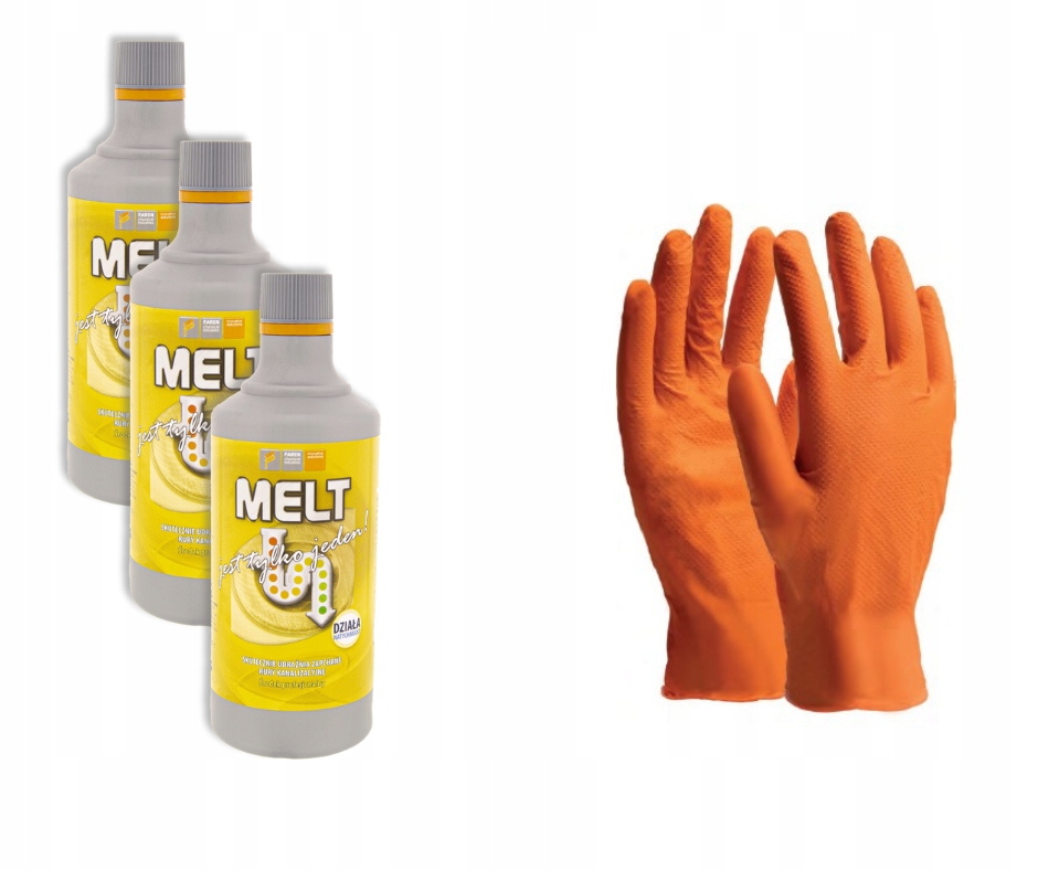 Melt Mocny Środek Do Udrażniania Rur I Syfonów 3 Sztuki Rękawiczki
