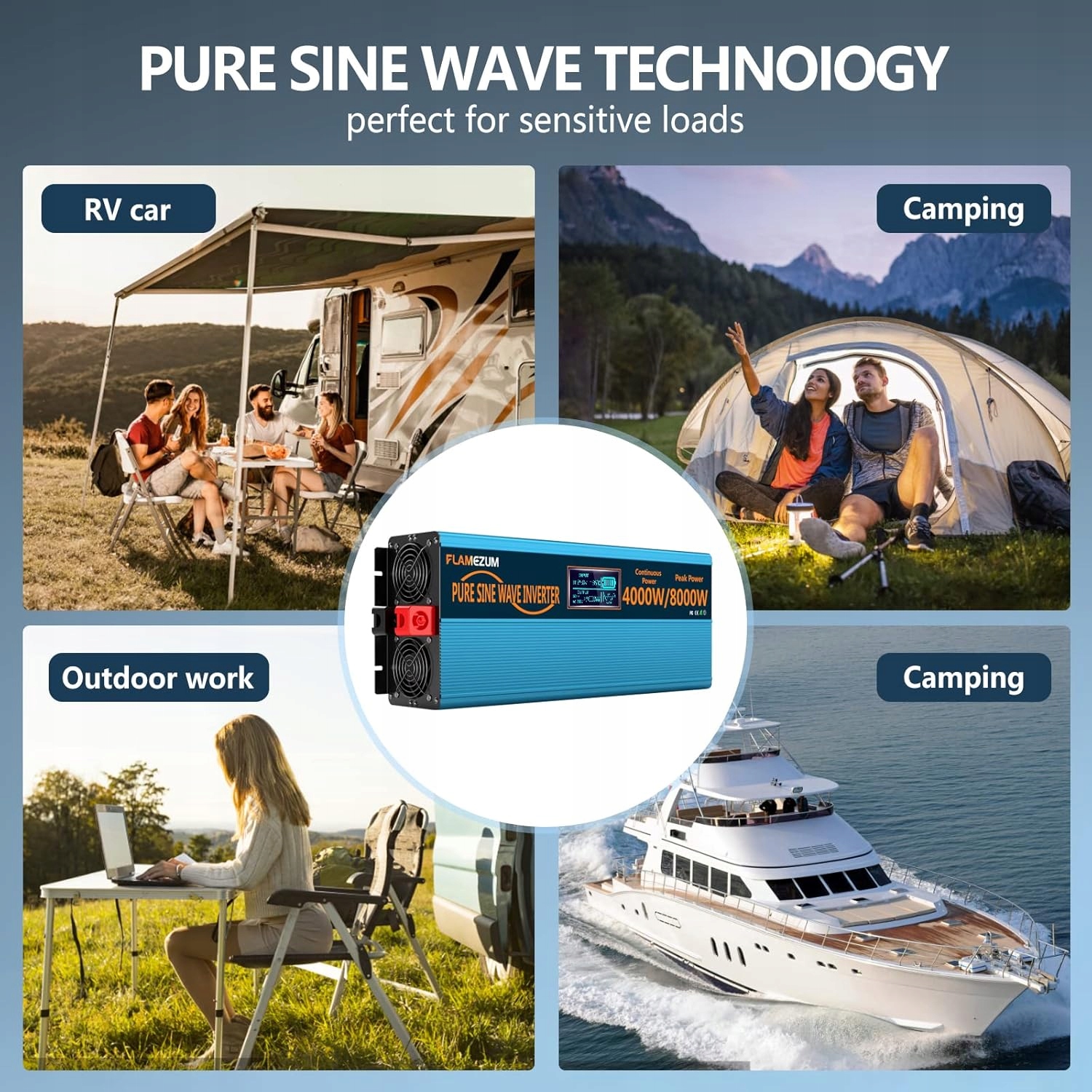 PRZETWORNICA NAPIĘCIA 12V do 230V SINUS 8000W PILOT + 2xUSB WYŚWIETLACZ LED Marka Inna