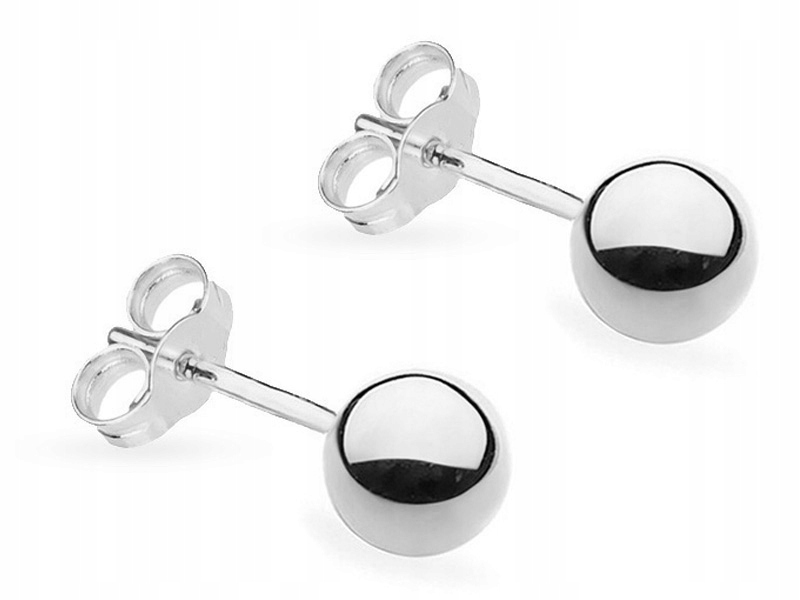 Krásné Bílo Zlaté Náušnice pr. 585 Kuličky 5 mm na tyč 14k