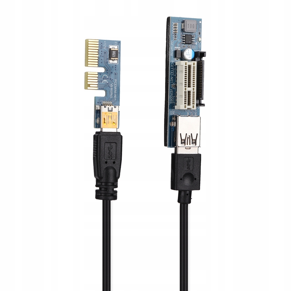 PCI E 1X przedłużacz 30cm czarny Riser Card Power USB Extender