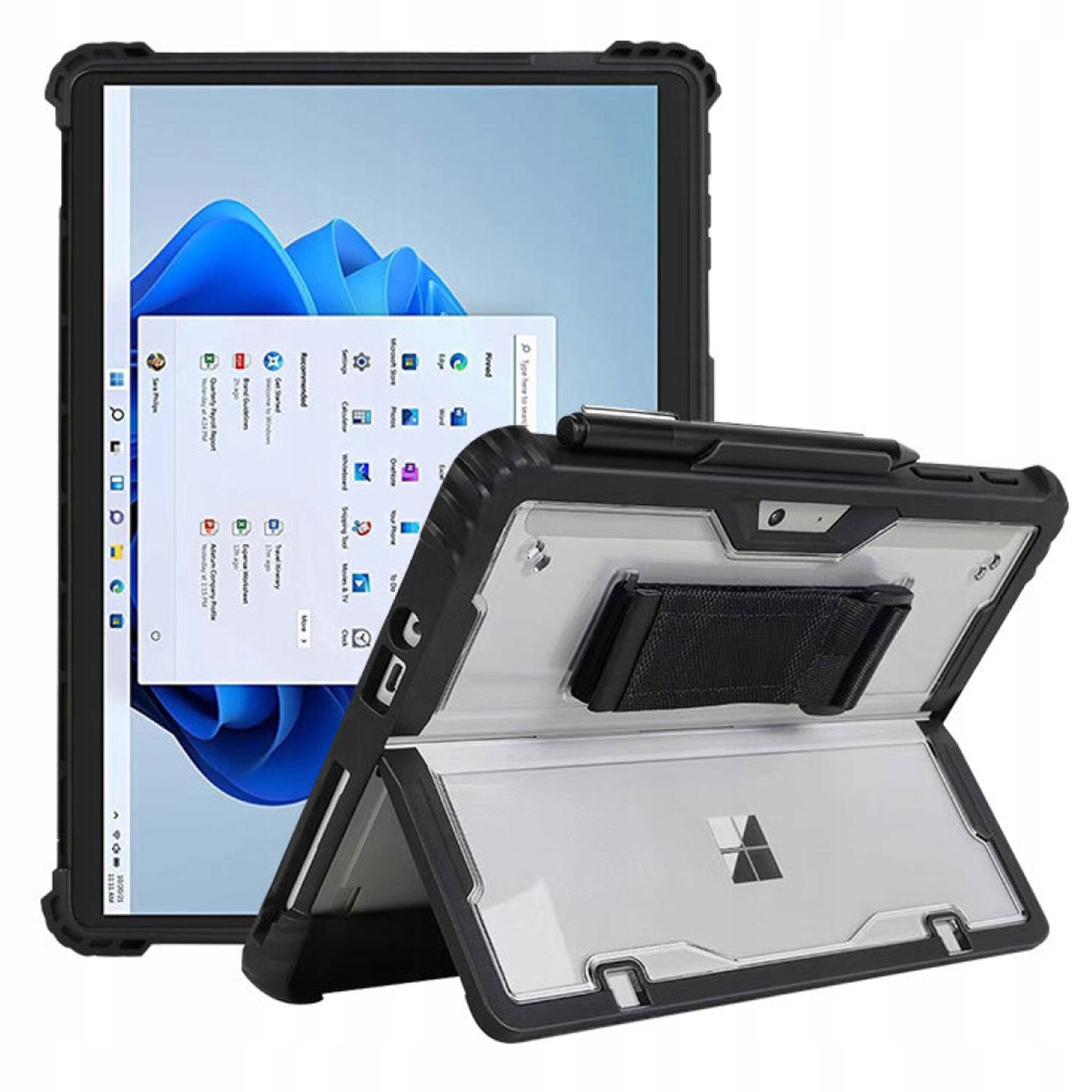 Etui pancerne do Microsoft Surface Go 4/3/2/1, pokrowiec z paskiem obudowa