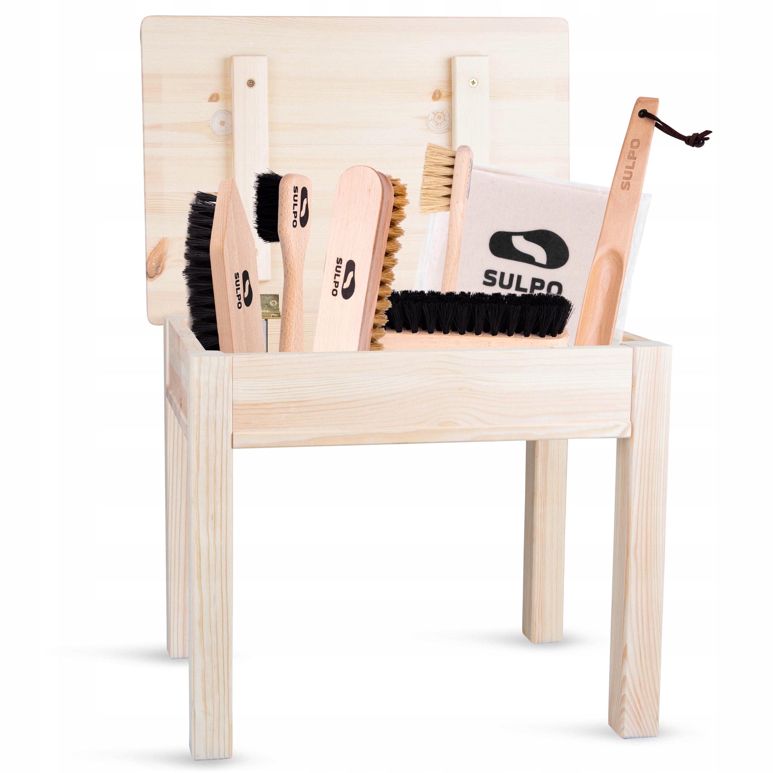 Kartáčky Na Obuv S Nádobou, Borovicová Stolička, Čištění A Péče