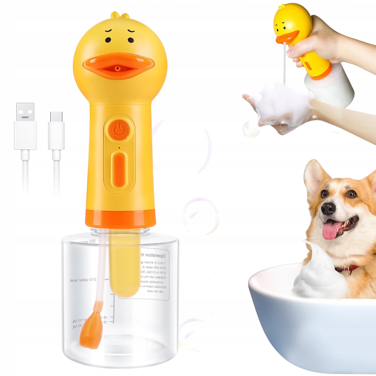 Levně Elektrický Pěnový Stroj Do Koupele Pro Zvířata 350 ML Usb Nabíjení