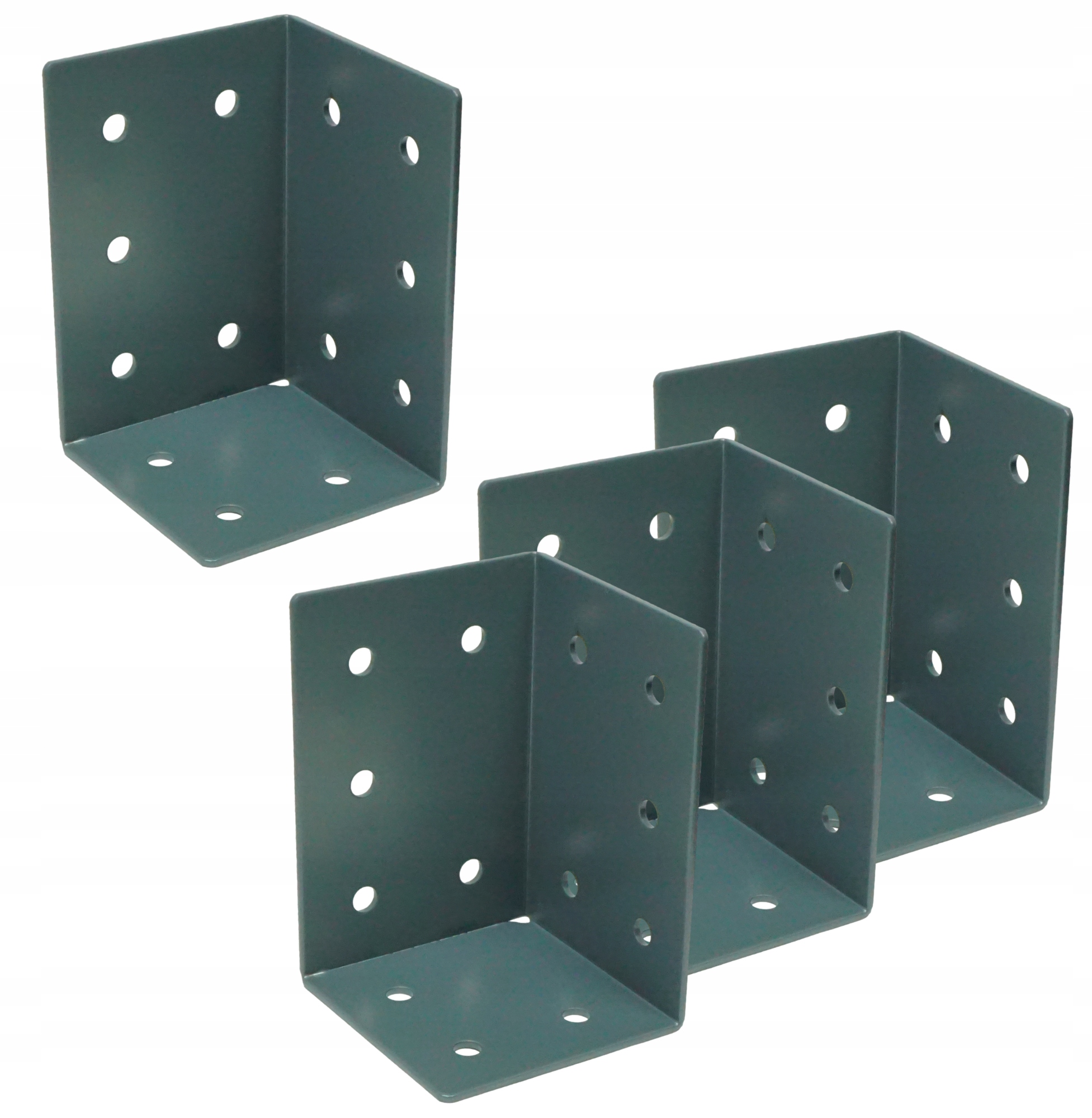 Šedý uholník do rohu postele 70 x 70 x 104, konektor, montážny plech