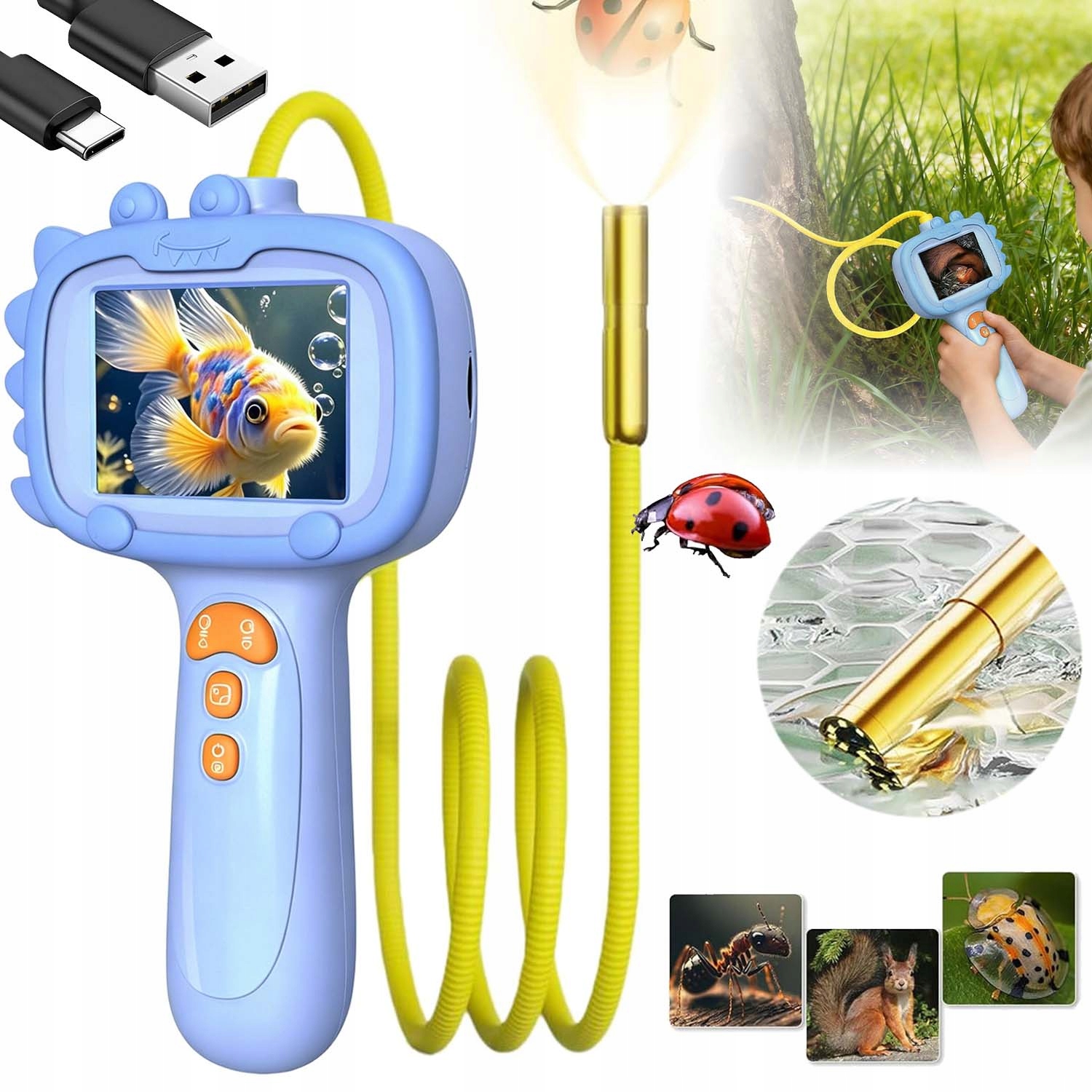 Endoskop Dla Dzieci 2,4 Cala 8 Diod Led Usb-c Zabawka Stem Wodoodporny