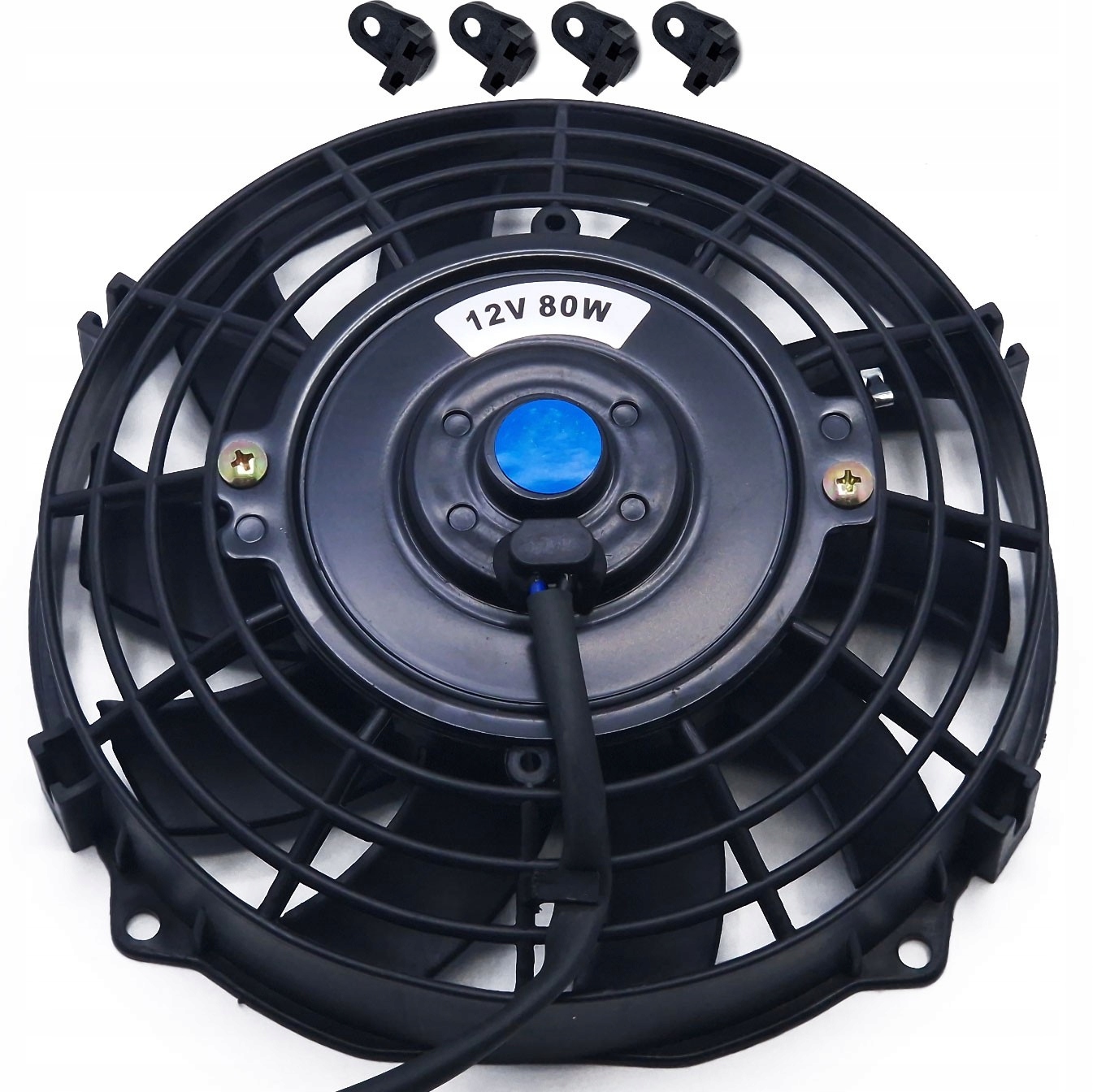 CIENKI WENTYLATOR CHŁODNICY 12V TŁOCZĄCY PŁASKI WIATRAK SAMOCHODOWY 20cm