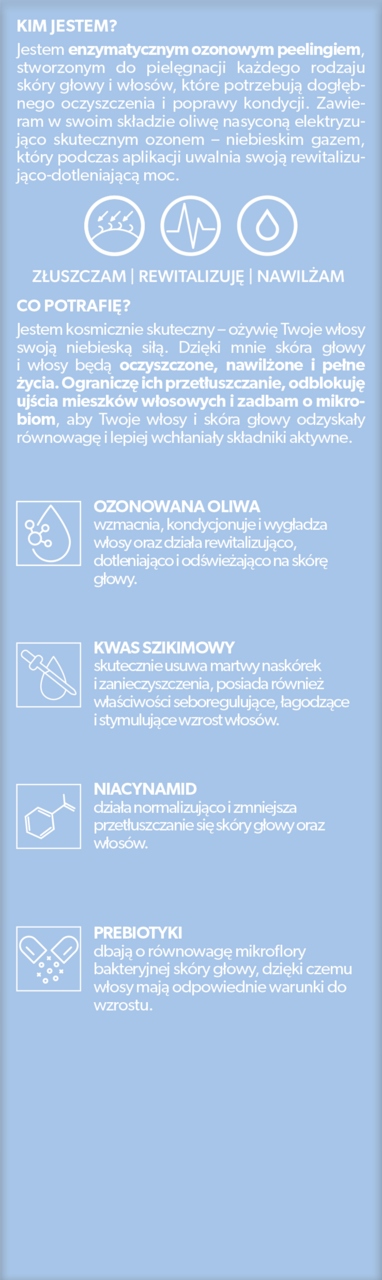 HAIRBOOM OZONOWY PEELING ENZYMATYCZNY DO SKÓRY GŁOWY I WŁOSÓW OCZYSZCZAJĄCY Linia O3zon