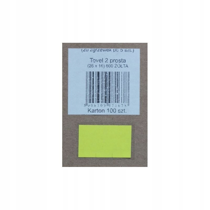 ETYKIETA METKA PROSTA 2 RZĘDOWA FLUOR ZÓŁTA 5 SZT.