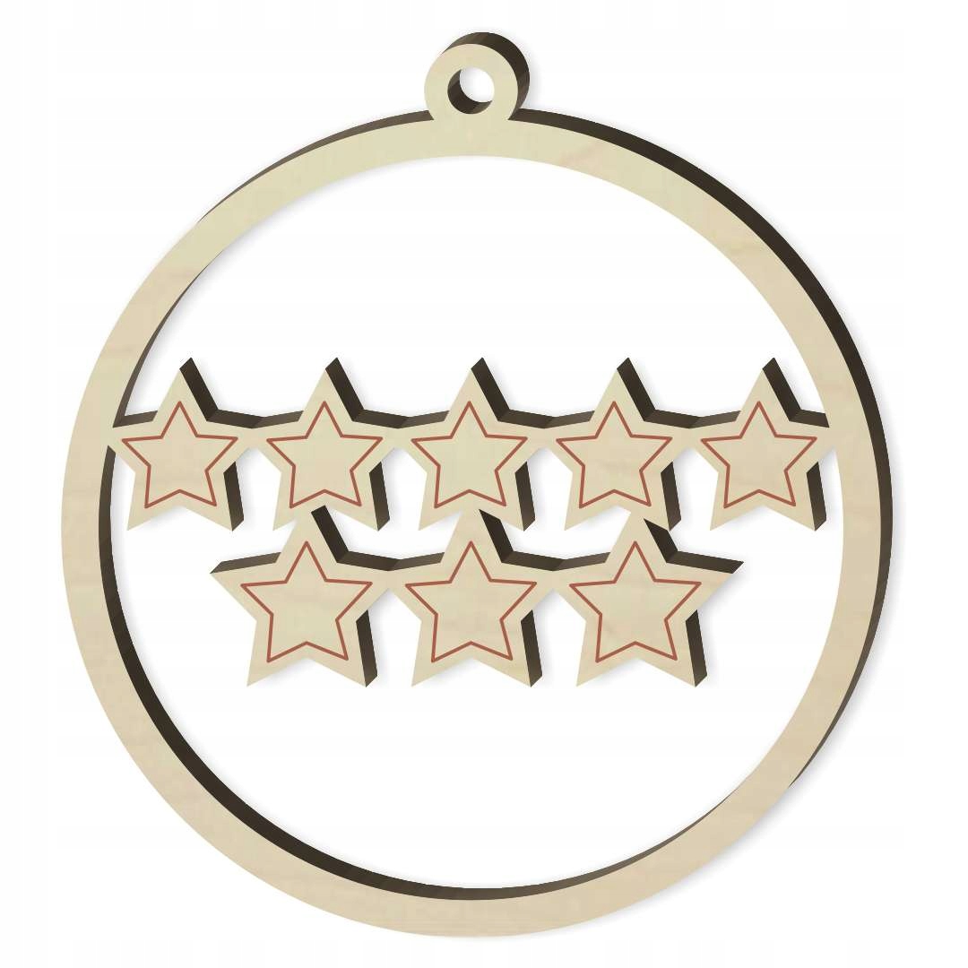 

zawieszka Drewniana bombka Pis osiem Gwiazdek