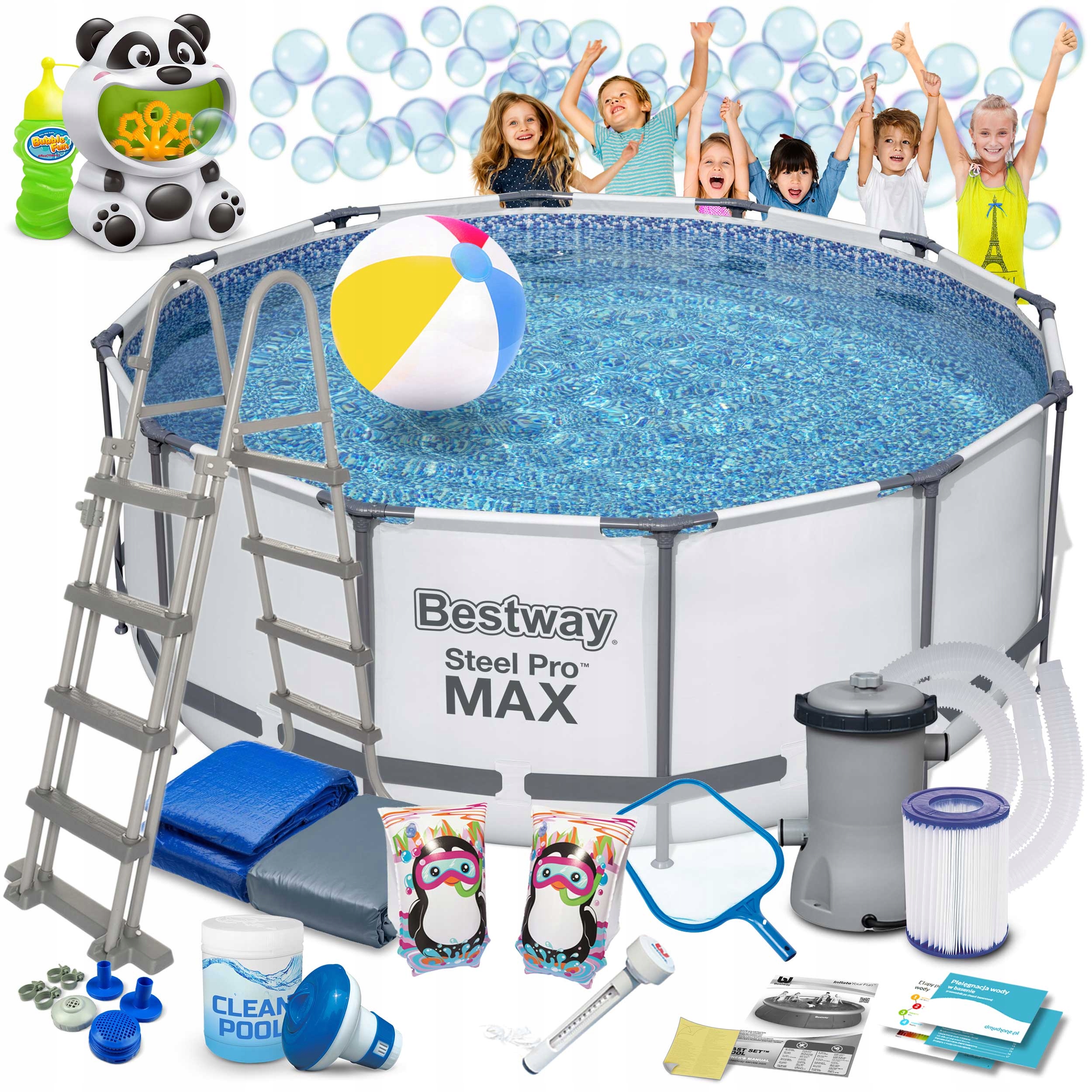 

Basen Ogrodowy Stelażowy 366x122 Bestway 18w1 Full