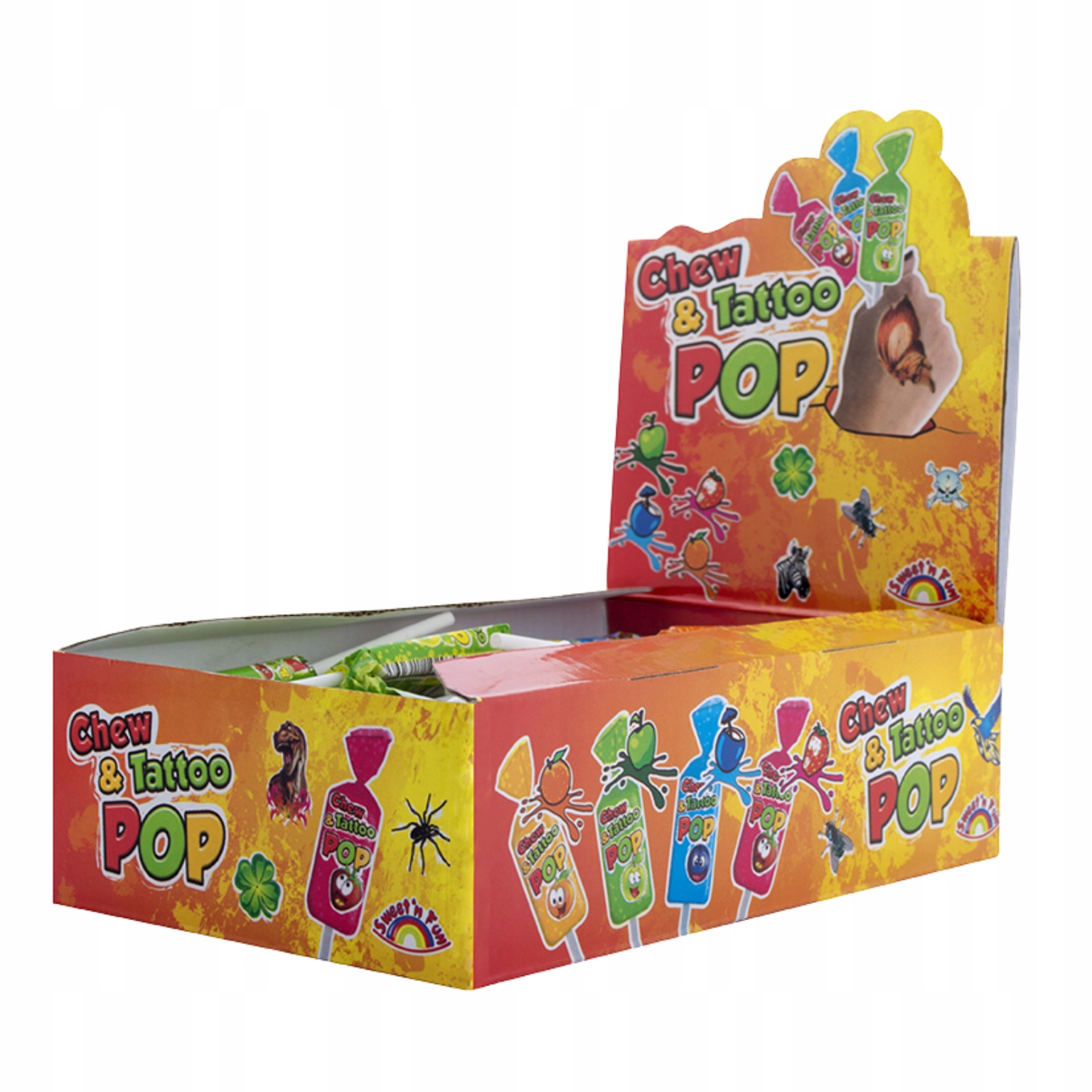 2x Maxco Chew & Tattoo Pop Lízátka Ovocné s tetováním Mix Chutí 50 Ks